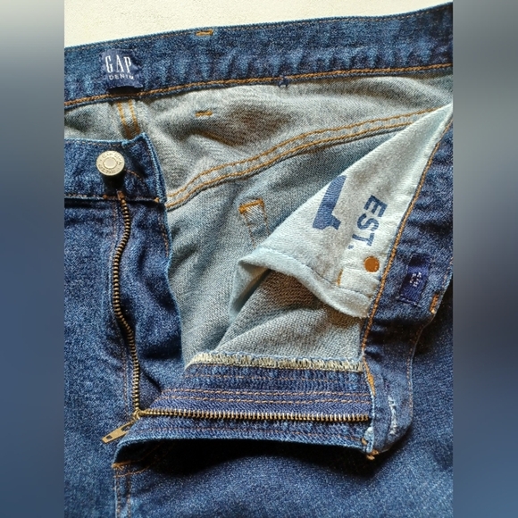 A Gap Denim Slim Men's Worn Dark Jeans - Picture 3 of 11